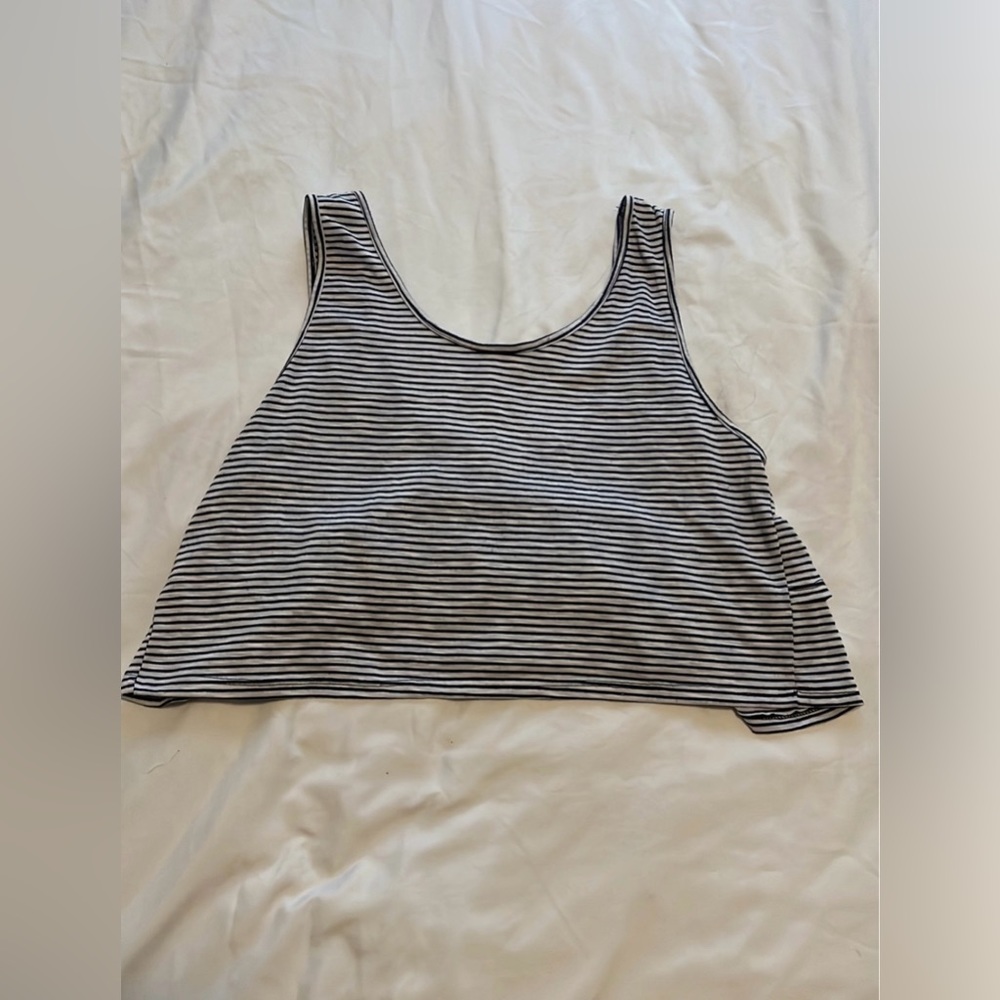 Blue Striped Crop Top
